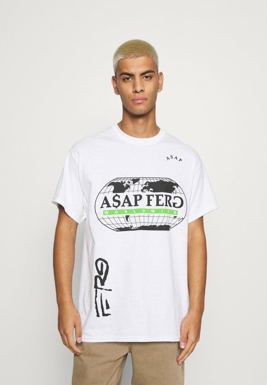 Clothing * | Mennace A$Ap Ferg Worldwide Print T-Shirt White