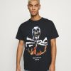 Clothing * | Mennace A$Ap Ferg Flame Skull Print T-Shirt Black