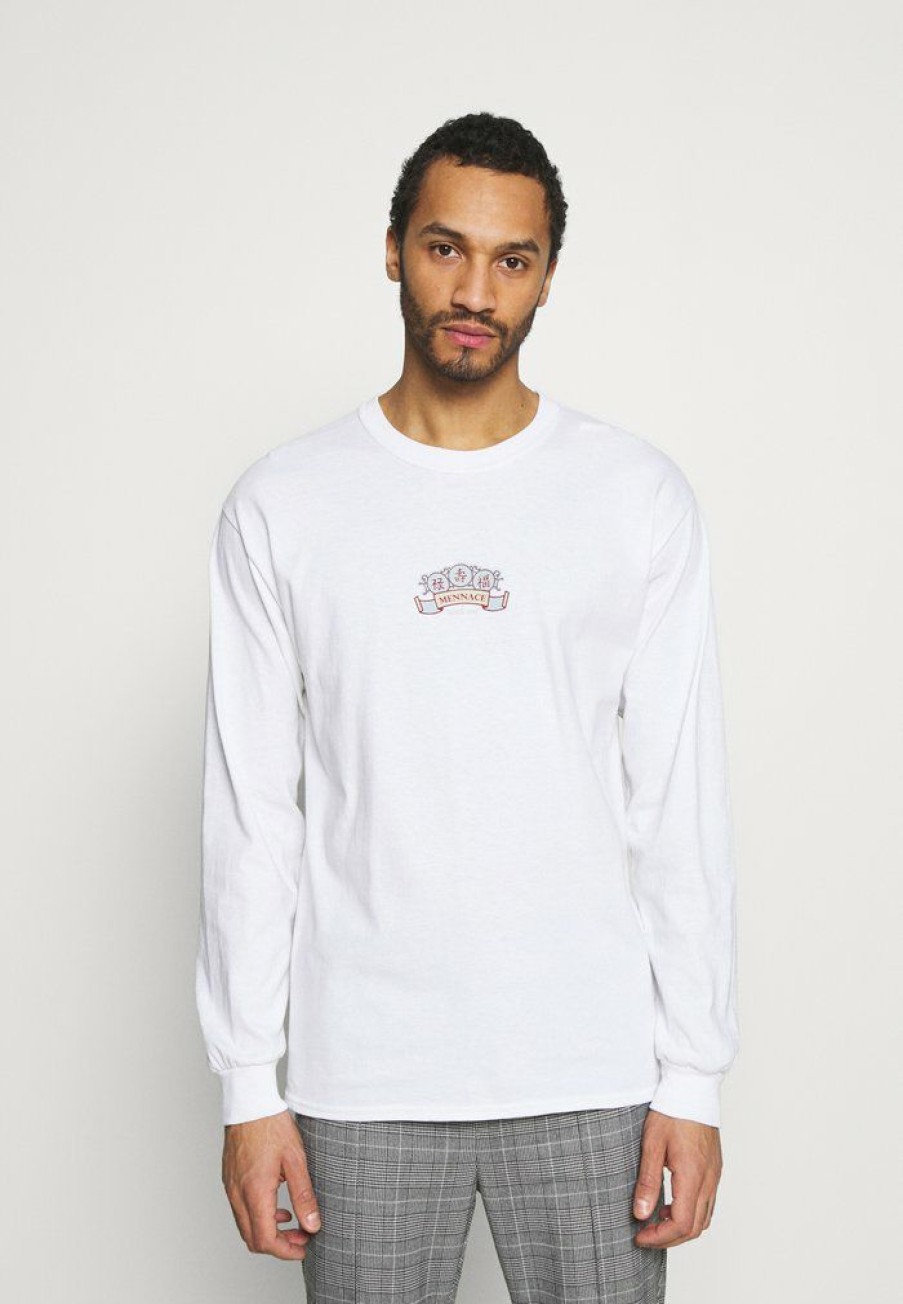 Clothing * | Mennace Oriental Tiger Tee Long Sleeved Top White