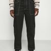 Shirt * | Mennace Mirror Contrast Stitch Trouser Cargo Trousers Black