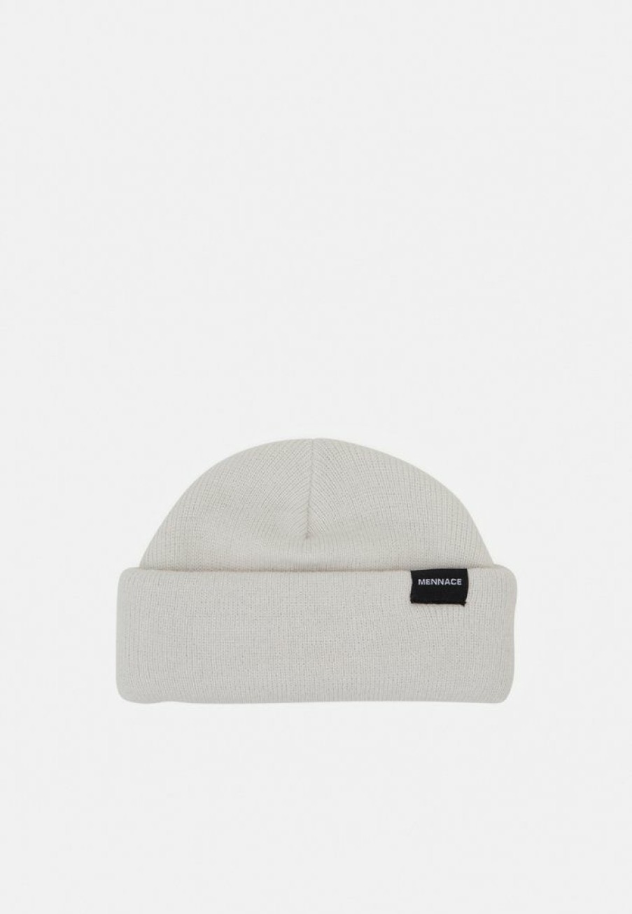 Accessoires * | Mennace Mini Roll Beanie With Tab Unisex Beanie Off White