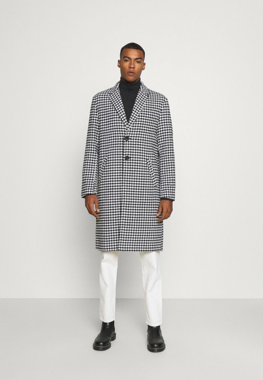 Clothing * | Mennace Hennessey Houndstooth Coat Classic Coat White