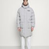 Clothing * | Mennace Mirror Longline Puffer Jacket Winter Coat Light Grey