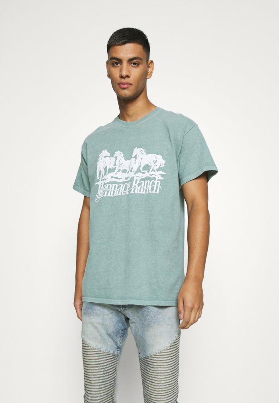 Clothing * | Mennace Rosebowl Ranch Regular Print T-Shirt Light Blue