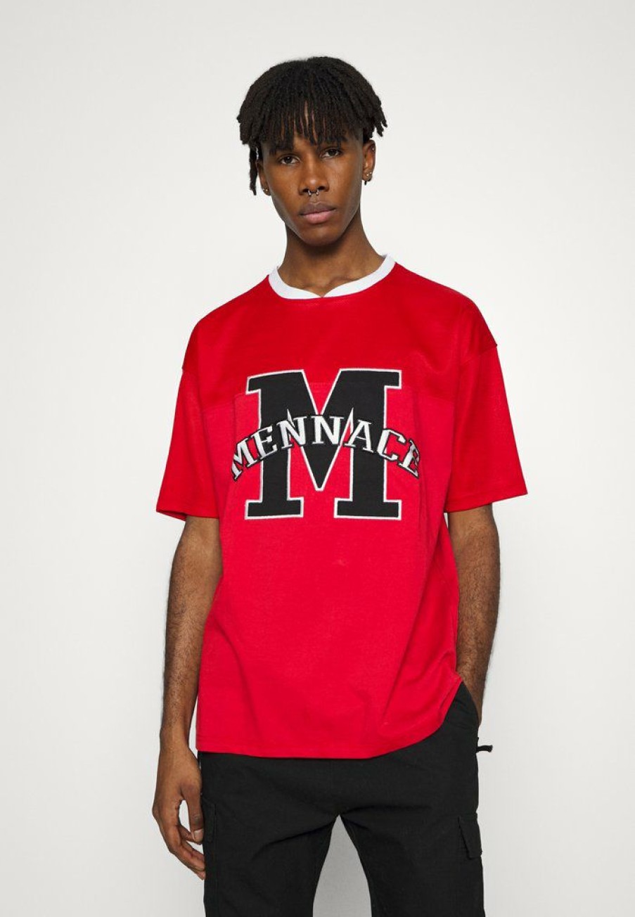 Clothing * | Mennace Unisex Airtex Oversized Print T-Shirt Red