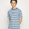 Clothing * | Mennace Classic Horizontal Stripe Unisex Print T-Shirt Light Blue