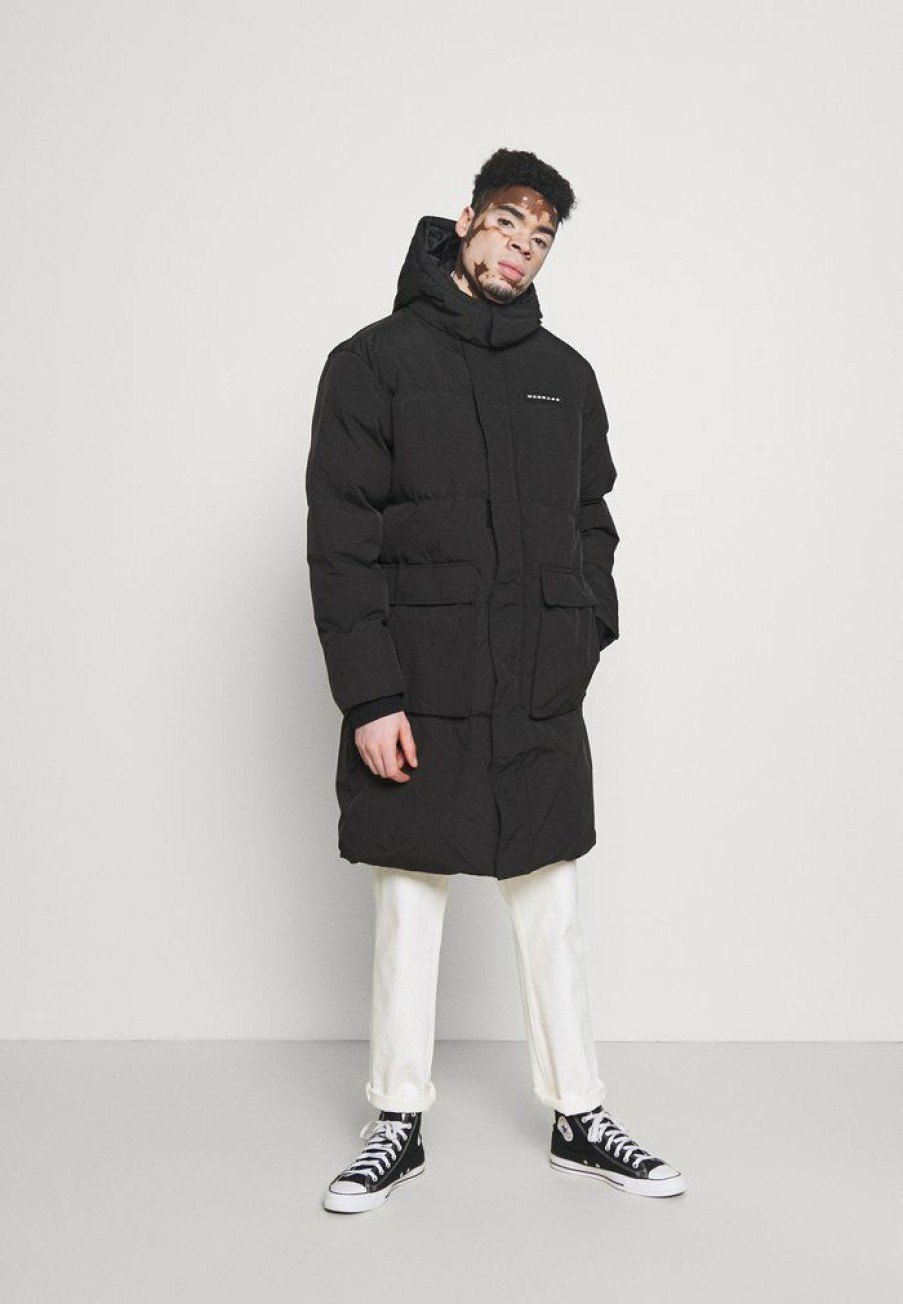 Clothing * | Mennace Mirror Longline Puffer Jacket Winter Coat Black