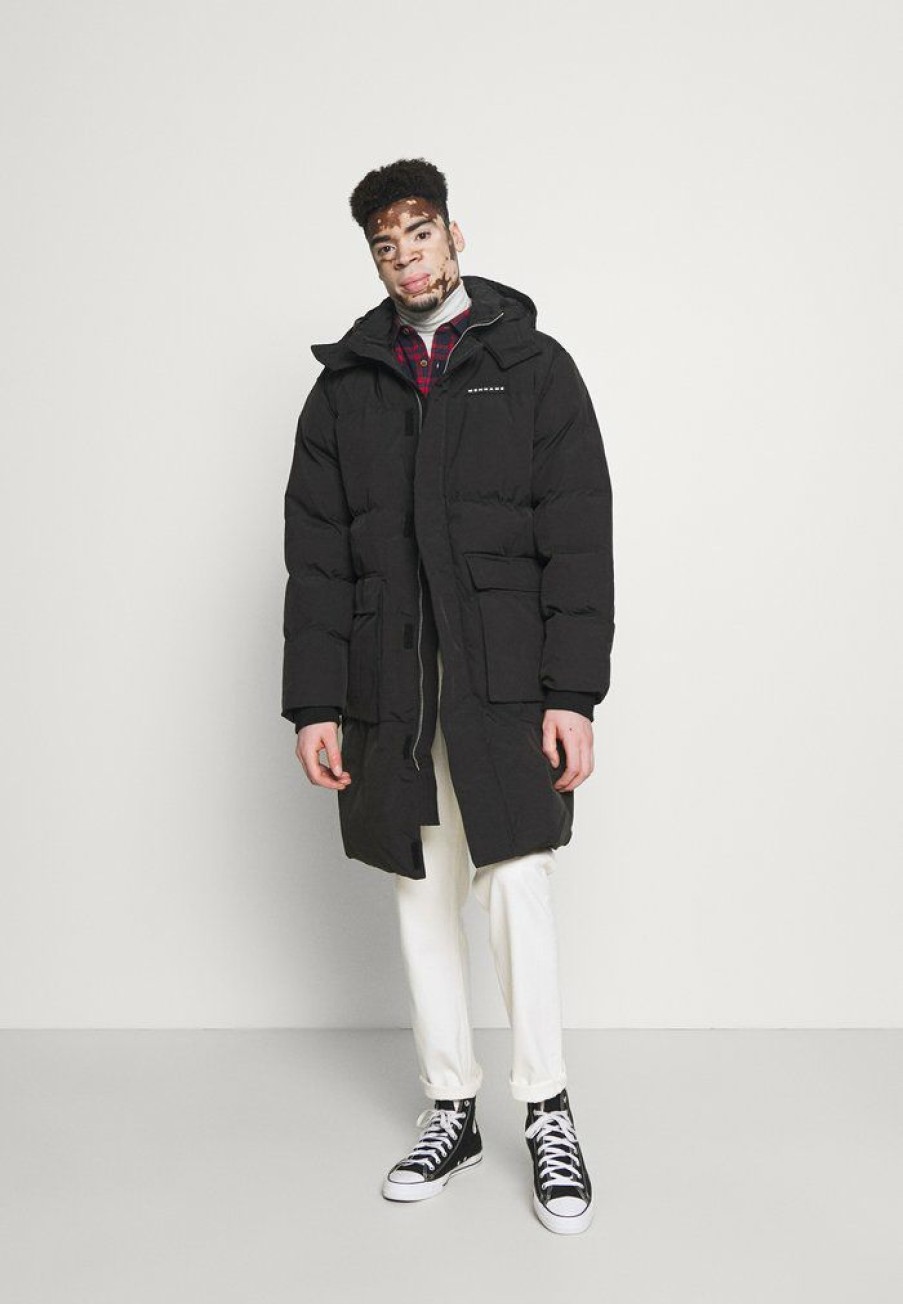 Clothing * | Mennace Mirror Longline Puffer Jacket Winter Coat Black