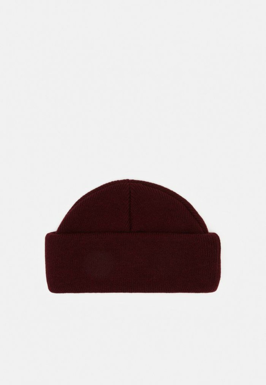 Accessoires * | Mennace Mini Roll Beanie With Tab Unisex Beanie Wine