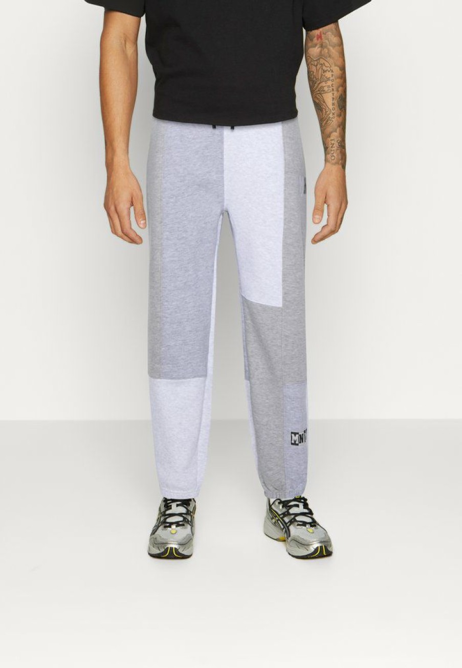 Shirt * | Mennace Cut Sew Patchwork Jogger Tracksuit Bottoms Grey