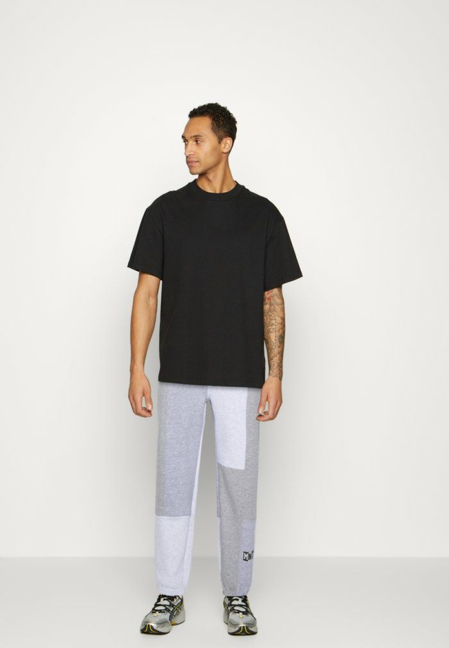 Shirt * | Mennace Cut Sew Patchwork Jogger Tracksuit Bottoms Grey