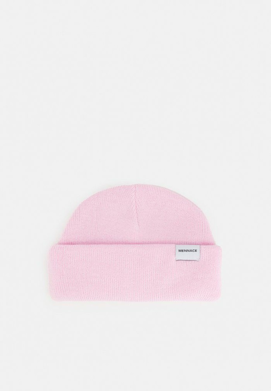 Accessoires * | Mennace Mini Roll Beanie With Tab Unisex Beanie Pink