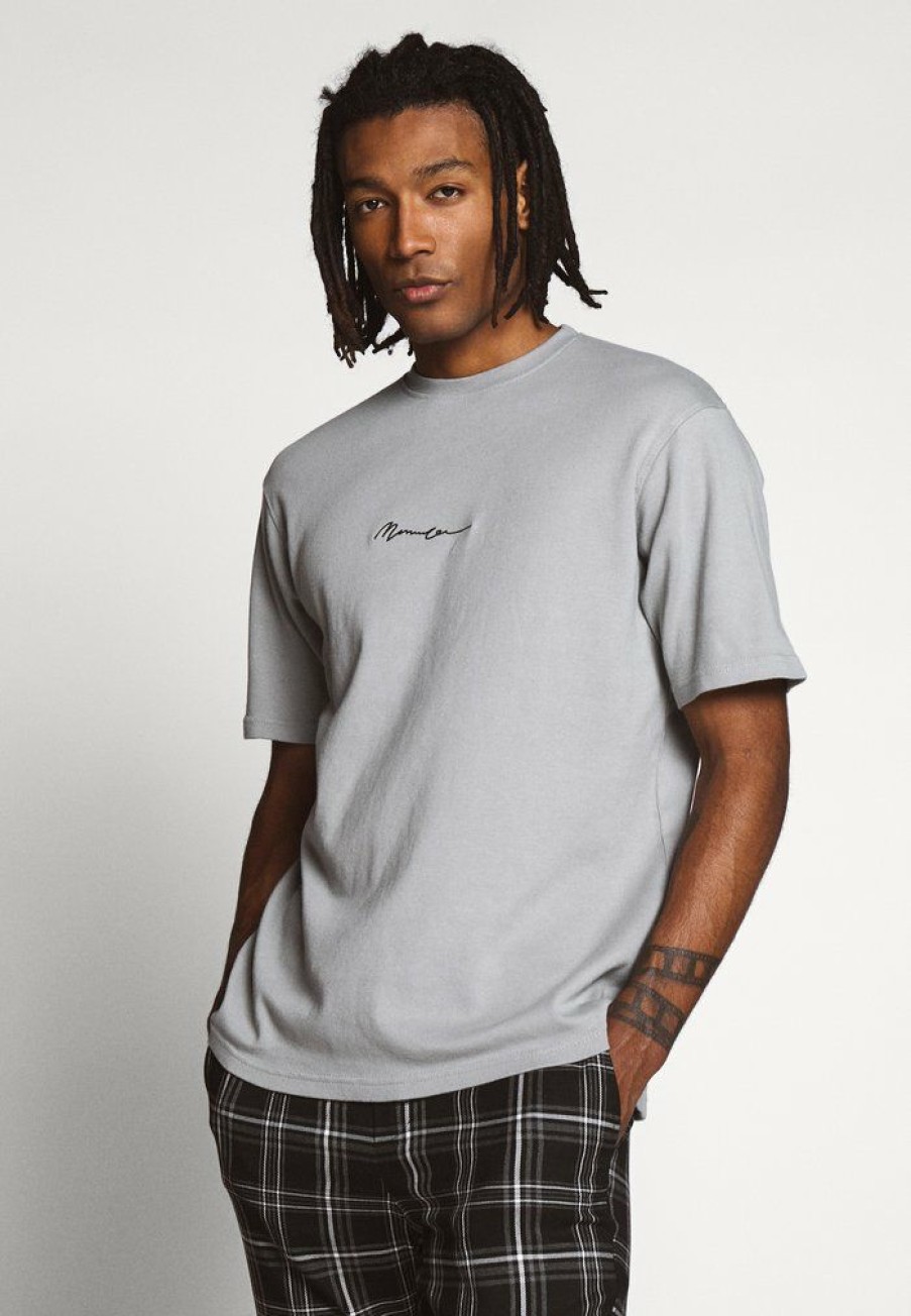 Clothing * | Mennace Essential Regular Relaxed Sig Tee Unisex Basic T-Shirt Slate Grey