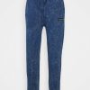 Shirt * | Mennace Washed Badge Jogger Unisex Tracksuit Bottoms Blue