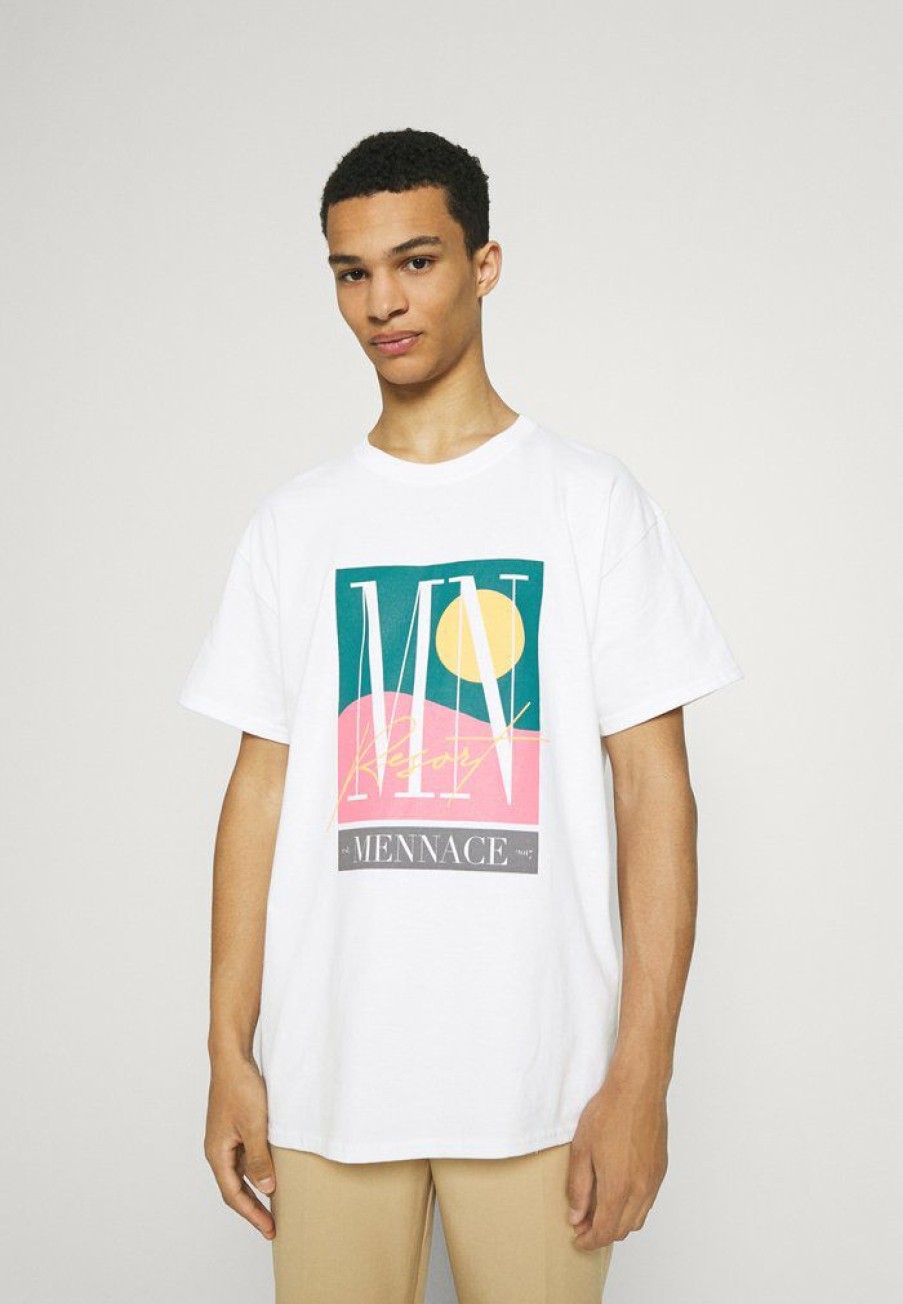 Clothing * | Mennace Sundaze Resort Regular Print T-Shirt White