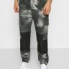 Shirt * | Mennace Tie Dye Texture Mix Tracksuit Bottoms Charcoal