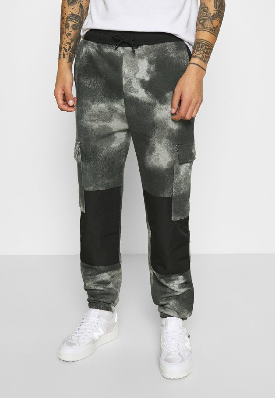 Shirt * | Mennace Tie Dye Texture Mix Tracksuit Bottoms Charcoal