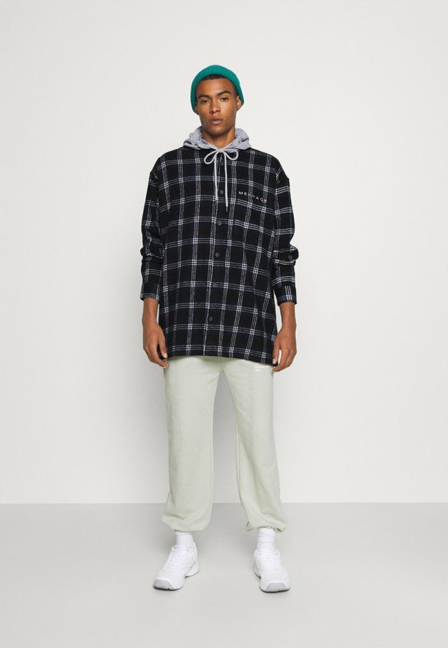 Clothing * | Mennace Hennessey Hooded Check Overshirt Summer Jacket Navy